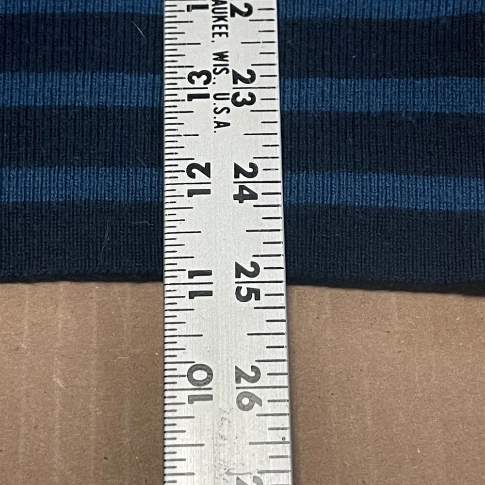 Banana Republic Baruffa Sweater Medium Blue Stripe Italian Merino Wool Crew Neck